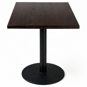 Commercial Restaurant Cafe <strong>Table</strong> Dark Wood <strong>Square</strong> Dining <strong>Table</strong> with Black Metal Pedestal Base for Bistro <strong>Bar</strong> Hotel Furniture - Product Image 3