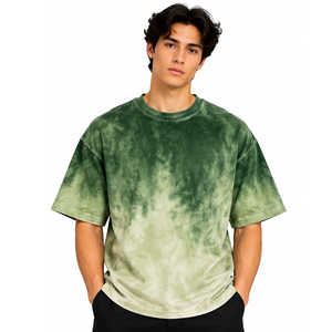 Camiseta Ombre Tie Dye para Hombre, 100% Algodón, Corte Holgado, Manga Corta, Cuello Redondo, Diseño Gráfico en la Espalda, Ropa Urbana Personalizada al por Mayor - Product Image 1