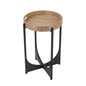 <b>Brown</b> Tray Top Coffee <b>Table</b> 15x15x22\" with Black Geometric Base - Product Image 2
