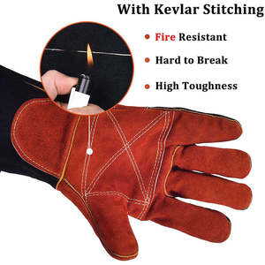 Gants de sécurité en cuir de haute qualité, résistants à la chaleur et au feu, gants de soudage multi-usages en cuir de vachette pleine fleur, caractéristiques optimales - Product Image 2