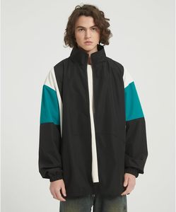 Unisex Color Blocking Safari <b>Jacket</b> Lightweight Polyester Windproof Pullover Closure Sporty Style Loose Fit Winter Wear - Product Image 6