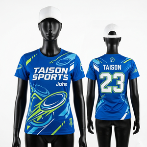 Maillot de golf féminin en polyester 160 GSM, anti-humidité, couleur turquoise, violet et lime, avec panneaux géométriques, impression par sublimation, logo personnalisé. - Product Image 2