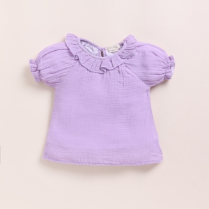 Lavender Haze Organic Muslin Frill Top <b>Set</b> Premium Quality Baby Clothing - Product Image 2