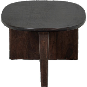 Modern Wood Coffee <b>Table</b> Solid Mango Wood Handmade Living Room Furniture Dark <b>Brown</b> Finish Oval Shape - Product Image 5