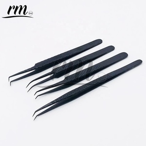 Pince à épiler pour extensions de cils RMI de haute qualité, très vendue, professionnelle, de bonne qualité, noire, logo et emballage personnalisés - Product Image 1