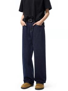 MEESAM LEATHER HOSIERY Unisex 100% Cotton Quick Dry High Waist Heavyweight Vintage Regular Fit Straight Denim Embossed Winter - Product Image 3