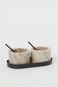 Salt <b>pepper</b> bowl natural marble spice holder luxury tabletop decor marble kitchen organiser gourmet salt <b>pepper</b> container - Product Image 2