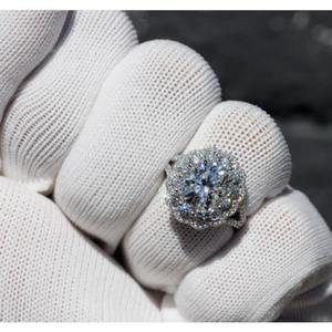 Bague de fiançailles élégante en moissanite halo, argent sterling 925, bijoux de mariée - Product Image 3