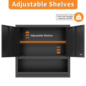 Armario Metálico de Almacenamiento de Herramientas para Montar en la Pared, con 1 Estante y 1 Cajón Abierto, Puerta con Cerradura, para Garaje, Oficina o Almacén, Requiere Ensamblaje - Product Image 4