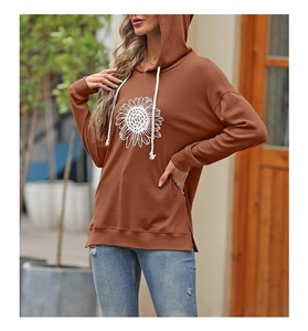 Service OEM – Sweat à capuche personnalisable pour femme, 100 % coton, manches longues, col tombant, imprimé, confortable, hiver - Product Image 4
