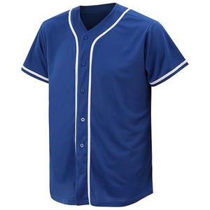 Maillot de baseball bleu roi pour homme, manches courtes, col en V, polyester respirant, uniforme toutes saisons, coupe classique - Product Image 1