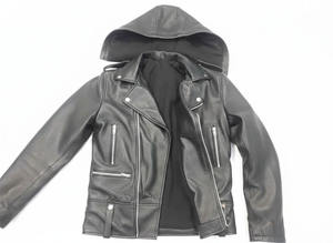 Veste de moto pour homme de haute qualité, en cuir synthétique respirant, coupe ajustée, veste en cuir tendance avec capuche - Product Image 4