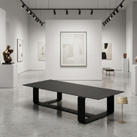 Table basse rectangulaire moderne en acier inoxydable noir, durable et minimaliste, meubles de salon de luxe