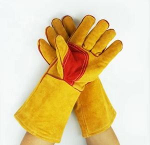 Gants à souder/résistant au feu, 1 paire, nouveau Design, jaune, de qualité AB, faible quantité minimale de commande/OEM, en cuir robuste, pour le travail de Construction - Product Image 5