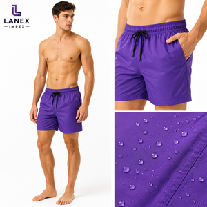 Shorts de Baño Personalizados para Hombre, Impermeables, de Secado Rápido, en Color Morado, Ligeros, de Poliéster, con Cintura Elástica y Cordón Ajustable - Product Image 2