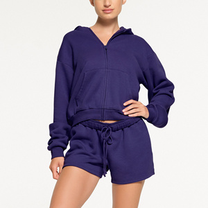 เสื้อฮู้ดและสเวตเตอร์ของผู้หญิงปกติผ้าฝ้ายขนแกะมีซิปหน้าสำหรับฤดูหนาว100% คุณภาพพรีเมี่ยม - Product Image 2