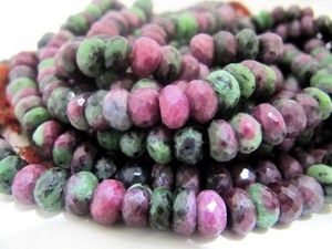 Perles facettées rondes en zoïsite rubis naturel authentique, taille 7-8 mm, couleur verte, brin de 8 pouces - Product Image 3