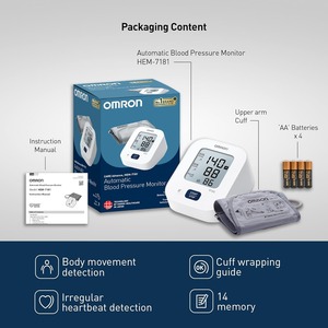 <span class=keywords><strong>Tensiomètre</strong></span> automatique pour le bras supérieur HEM-7181 avec longue autonomie de la batterie et indicateur d'hypertension avec chargeur USB - Product Image 2