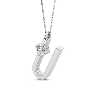 Colgante de Letra Mayúscula Hecho a Mano con Diamante Cultivado en Laboratorio VVS VS EF, Plata de Ley 925 con Acabado en Oro, Joyería Minimalista Personalizada - Product Image 3