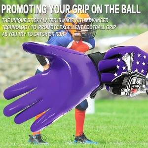 Gants de football violets avec design de casque de crâne, à doigts complets, antidérapants, respirants, avec sangle de poignet réglable, équipement sportif pour hommes - Product Image 5