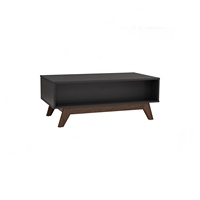 Mesa de Centro Moderna y Duradera de Estilo Clásico en Negro, Marca MANDO, Fabricada con Tablero Laminado, Rectangular, para Sala de Estar, Mueble para el Hogar, 1 Año de Garantía