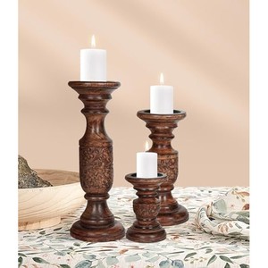 Portavelas de Madera de Sheesham Hecho a Mano - Diseño Rústico Indio - Venta al por Mayor - Product Image 3