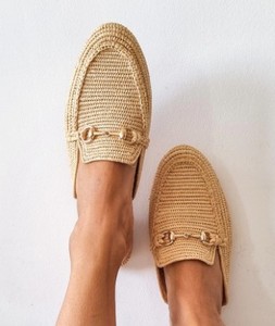 รองเท้าสานราฟเฟีย, รองเท้าโมร็อกโกทำมือ, รองเท้าบาบูชผู้หญิงสานราฟเฟีย, รองเท้าส้นเตี้ย - Product Image 3