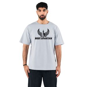 เสื้อยืดโอเวอร์ไซส์สีเทาอ่อนสำหรับผู้ชาย ผ้าฝ้ายเนื้อนุ่ม ทรงหลวม คอกลม สวมใส่สบายทุกวัน สไตล์สตรีทแฟชั่น - Product Image 1