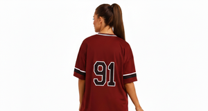 Conjunto de Camiseta y Pantalones Cortos de Fútbol Americano Color Granate para Hombre, Talla Grande |   Número personalizado 91, estampado transpirable de secado rápido - Product Image 4