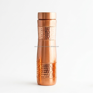 Bouteille d'eau en cuivre pur 1000 ml, finition martelée bicolore, anti-fuite, pour sport et yoga, vente en gros - Product Image 6