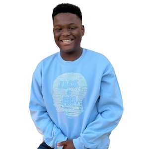 Sudadera con cuello redondo Jack and Jill, sudadera con estampado gráfico de nubes de palabras en azul para hombres y mujeres, ropa informal, sudadera de manga larga - Product Image 2