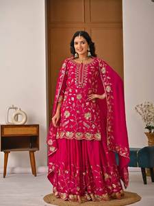 Modern Women's Wedding & Party Wear Pure Heavy Viscous Velvet Kurta/<b>Kurti</b> with Heavy Embroidery All Seasons - Product Image 4