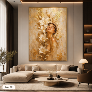 HALO Nouveau Design Femme Fleur Peinture Acrylique Modèle F6-E9 Art Mural Abstrait de Luxe Fait Main Décoration Maison Moderne Vente en Gros Usine - Product Image 4
