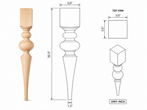 Custom Design Solid Wood Furniture Legs for <b>Table</b> Chair Use Heavy Duty Modern Design-Outdoor <b>Dining</b> Living Room Workshop Home - Product Image 2