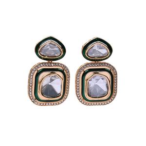 Venta directa de fábrica Cantidad a granel Exportador Venta India-Made Clusture White Adornado Piedras Polki Pendientes al precio más bajo - Product Image 1