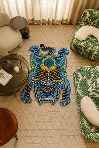 Handmade Modern High Pile PET Friendly Reversible Wool Rug Customizable tiger Design for Kids Room Home <b>Decor</b> Picnic Area Gift - Product Image 3