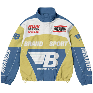 Wholesale Retro Motorsport Tracksuit Outfit Unisex Patchwork Sports <b>Jacket</b> and Elastic Waist Trousers - Product Image 6