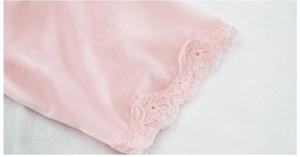 Shorts en tricot rose taille haute avec bordure en dentelle, respirants, en spandex et nylon, pour femmes, décontractés - Product Image 3
