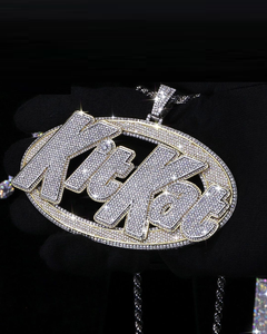 Personalizado elegante Spede Moissanite elipse personalizado nombre placa Iced Out colgante para raperos - Product Image 2