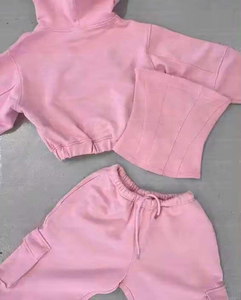Conjunto Deportivo de Dos Piezas para Mujer, Ecológico, Grueso, Liso, con Capucha, para Invierno, Estilo Urbano Informal, de Algodón Regular - Product Image 4