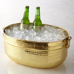 Bañera Ovalada de Latón Forjado a Mano - Enfriador de Bebidas de Lujo y Macetero Decorativo para Decoración del Hogar y Eventos - Product Image 2