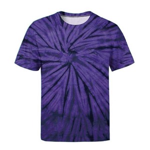 <b>Men's</b> <b>Tie</b>-Dye Short Sleeve O-Neck Casual Knitted T-Shirt Regular Fit Blue <b>Black</b> Pattern Print - Product Image 2