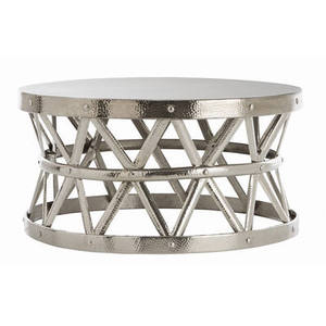 Mesas de centro y de café para sala de estar, redondas, de metal de calidad superior, con textura de panal, color negro, de diseño. - Product Image 2