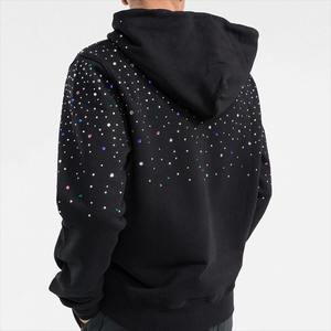 Sweat-shirt à capuche noir pour homme 2026, imprimé à pois en strass, en polaire, coupe décontractée, pour l'automne - Product Image 1