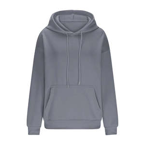 เสื้อฮู้ดผู้หญิงสีเทา สั่งทำขายส่งจากสหรัฐอเมริกา เสื้อคลุมมีฮู้ดลำลองสำหรับฤดูหนาว สไตล์สตรีทสบายๆ ใส่ได้ทุกวัน จากโรงงานผู้ผลิต - Product Image 1