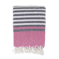 Chic Hammam Fouta Serviette Coton Turc Avec Rouge & Bleu Rayé Et Léger Bain Plage Fouta Serviette