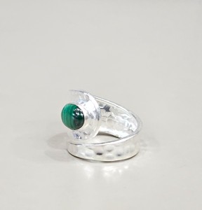Trendy <b>Adjustable</b> 925 Sterling <b>Silver</b> Oval Green Malachite Gemstone Wrap <b>Ring</b> for Women Handmade Collection Bulk - Product Image 2
