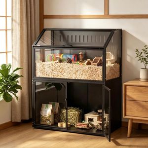 Gabbia Moderna in Metallo e Vetro per Animali Domestici di Piccola Taglia - Per Razze Medie e Piccole, Uso Interno ed Esterno - Product Image 1