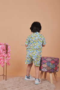 ชุดเสื้อผ้าเด็กผู้ชายคุณภาพสูง ผ้าฝ้าย ชุดลำลอง เสื้อแขนสั้นลายเรียบ สำหรับเด็กอายุ 1-5 ปี - Product Image 2