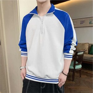 เสื้อสเวตเชิ้ตแบบ unisex ครึ่งซิป คอปกตั้ง แขนเสื้อแบบแร็กแลน ตัดต่อสี ทรงปกติ ผ้าถัก ใส่สบายๆ ในฤดูใบไม้ร่วง ผลิตจากโพลีเอสเตอร์ - Product Image 6